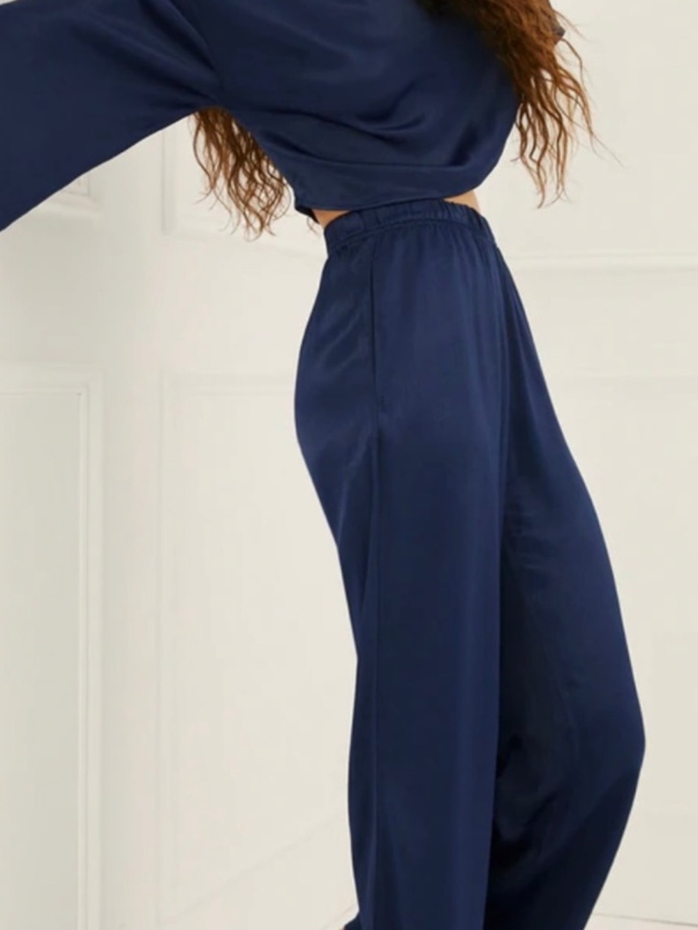 Something Navy Silky Wide Leg Stretch Pant Size Medium